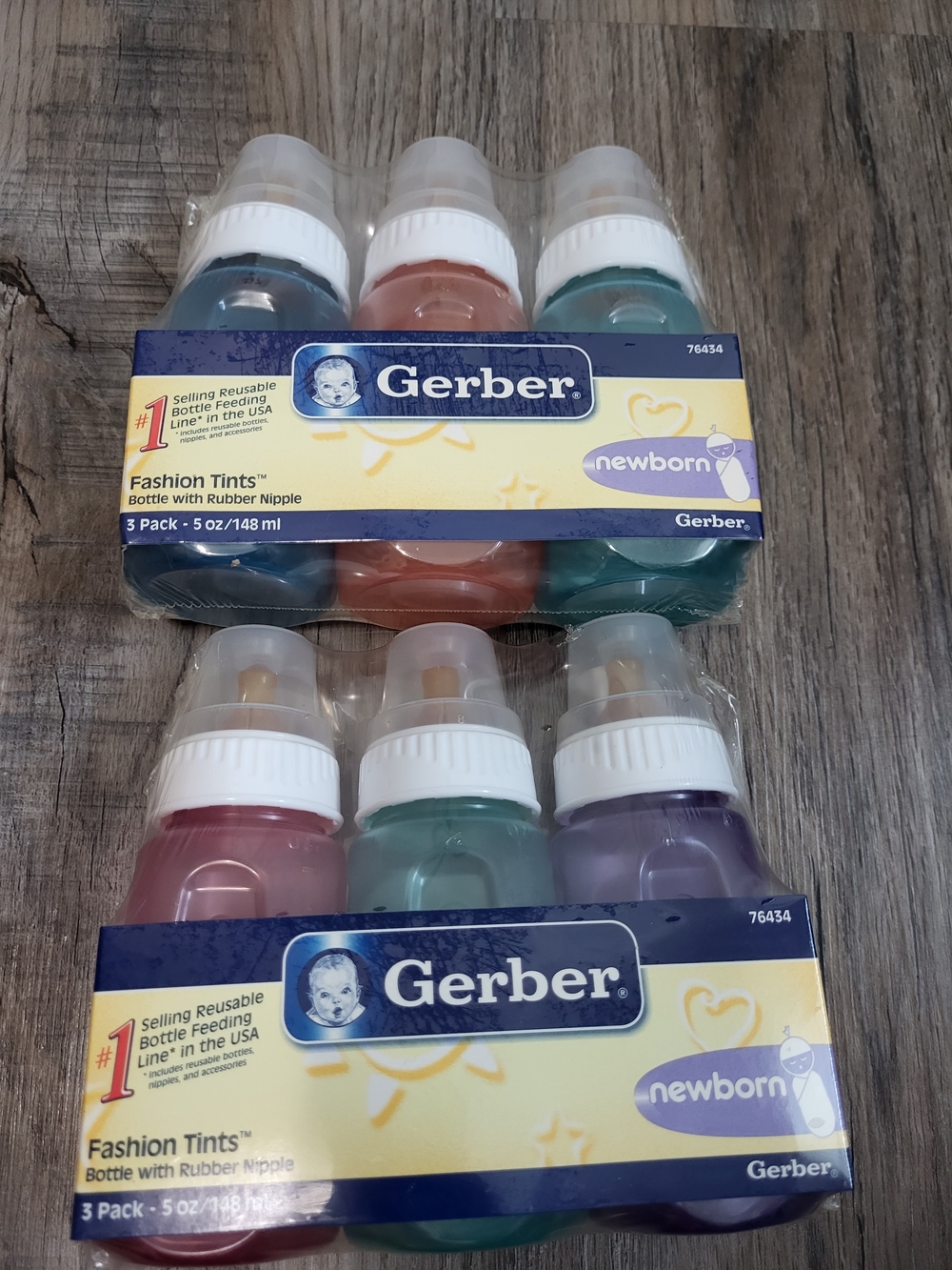 VINTAGE 18ct Gerber Fashion Tints 5 oz. Baby Bottles